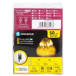 Niskonapięciowe lampki choinkowe 50led w kształcie kropli deszczu 5m+3m ciepłe